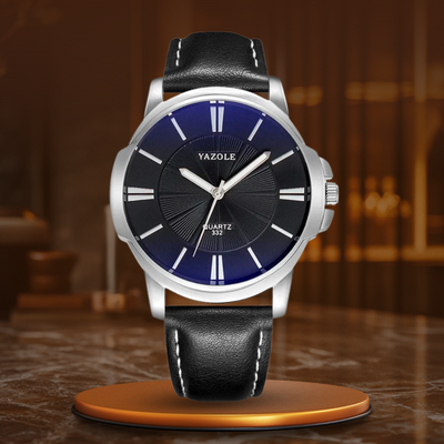 Luxuriöse Blaue Glas Leder Uhr™ - Olsen & Olsen