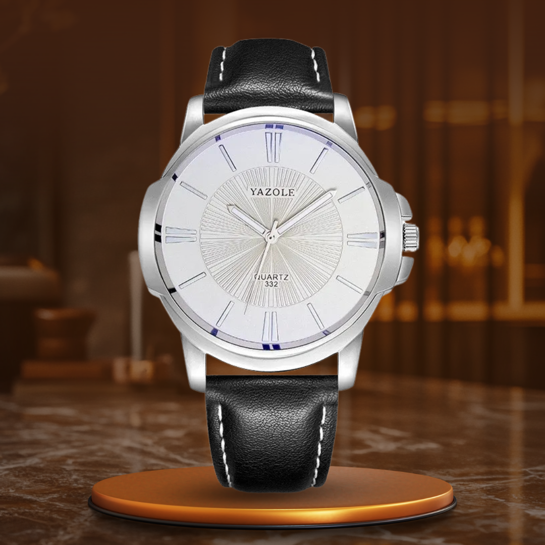 Luxuriöse Blaue Glas Leder Uhr™ - Olsen & Olsen