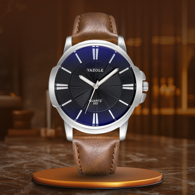 Luxuriöse Blaue Glas Leder Uhr™ - Olsen & Olsen
