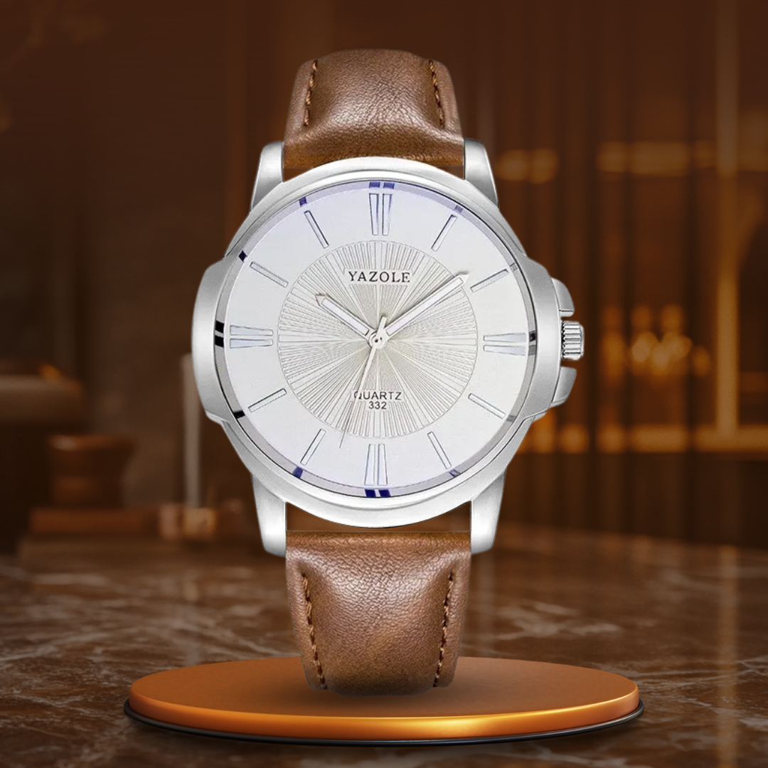 Luxuriöse Blaue Glas Leder Uhr™ - Olsen & Olsen