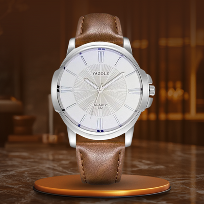 Luxuriöse Blaue Glas Leder Uhr™ - Olsen & Olsen