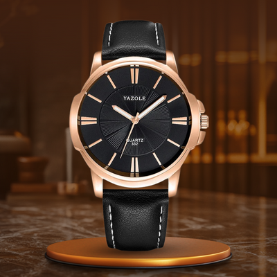 Luxuriöse Blaue Glas Leder Uhr™ - Olsen & Olsen