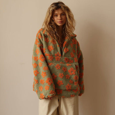 Sofia - Fleece-Pullover mit floralem Druck und langen Ärmeln