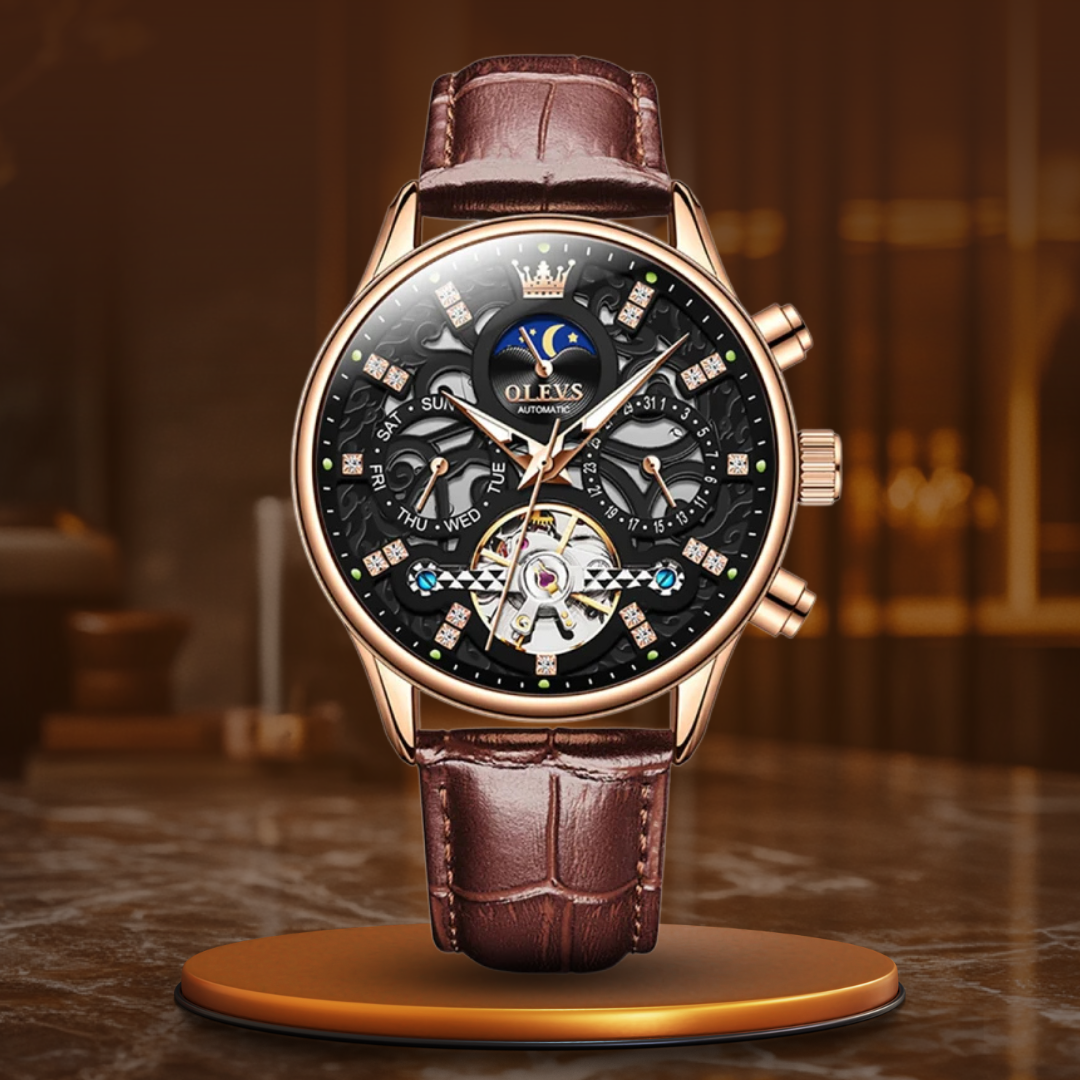 Mechanische Automatik-Uhr mit Lederarmband™ - Olsen & Olsen