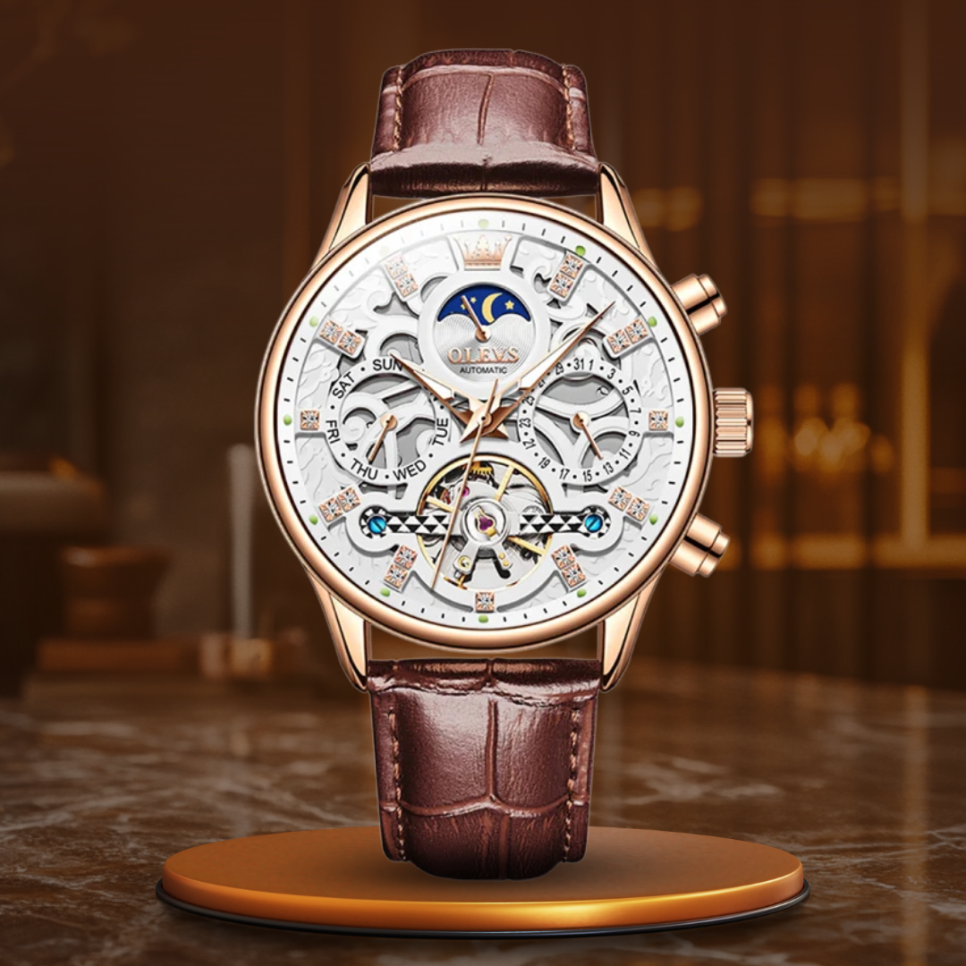 Mechanische Automatik-Uhr mit Lederarmband™ - Olsen & Olsen