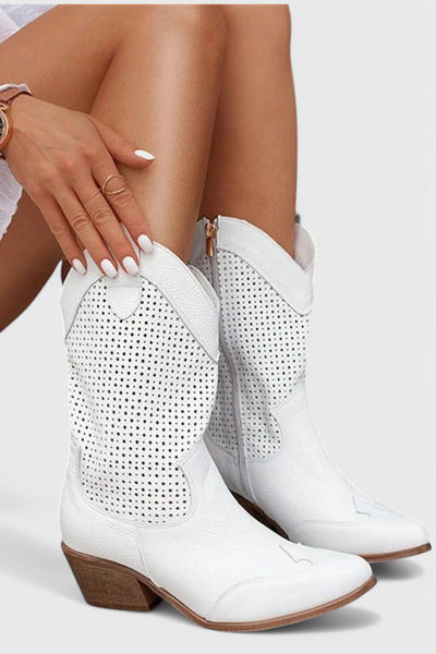 Anna - Moderne Cowboy-Stiefel mit seitlichem Reißverschluss