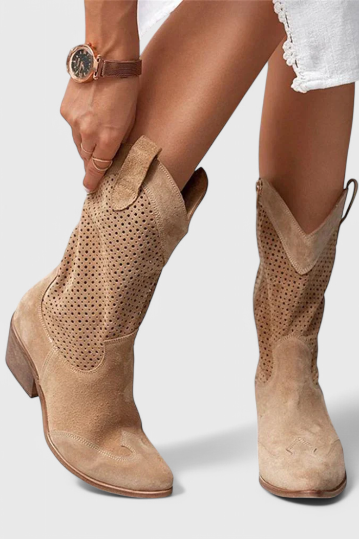Anna - Moderne Cowboy-Stiefel mit seitlichem Reißverschluss