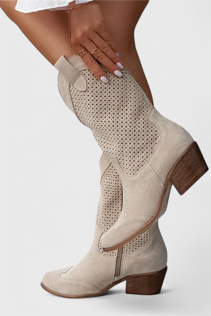 Anna - Moderne Cowboy-Stiefel mit seitlichem Reißverschluss