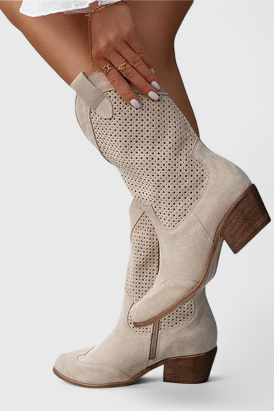 Anna - Moderne Cowboy-Stiefel mit seitlichem Reißverschluss