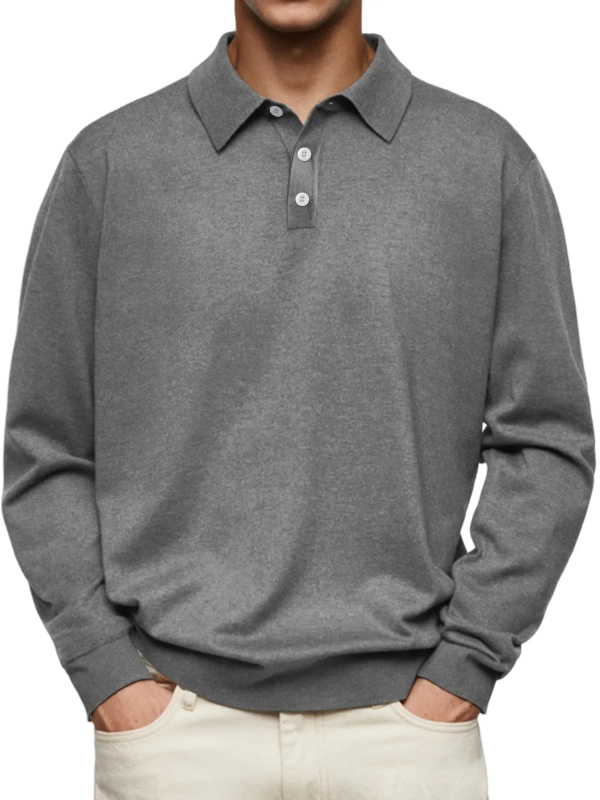 Adam™ | Casual Poloshirt Met Lange Mouwen