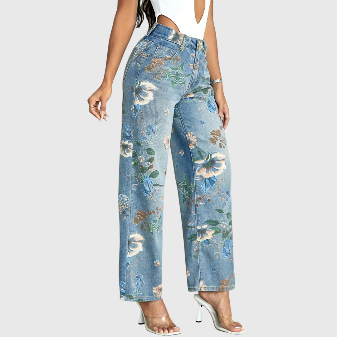 Berna - Blumenmuster Streetwear Weite Jeans