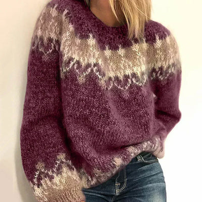 Anna - Kuschelig warmer Jacquard-Mohair Damen Strickpullover