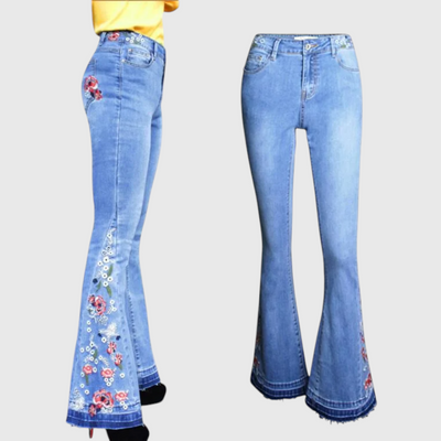 Velda - Damen Bestickte Schlagjeans