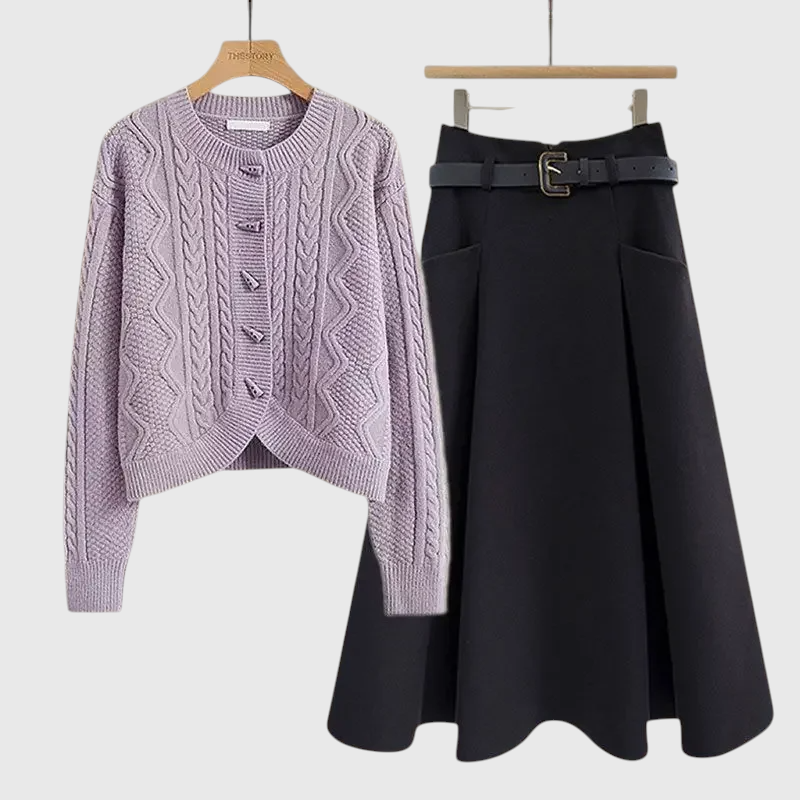 Mila - Plus Size Strickpullover & Minirock Set