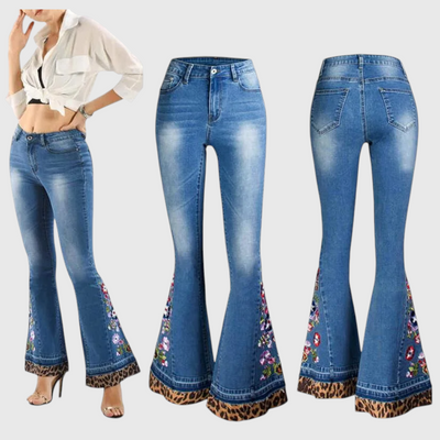 Velda - Damen Bestickte Schlagjeans