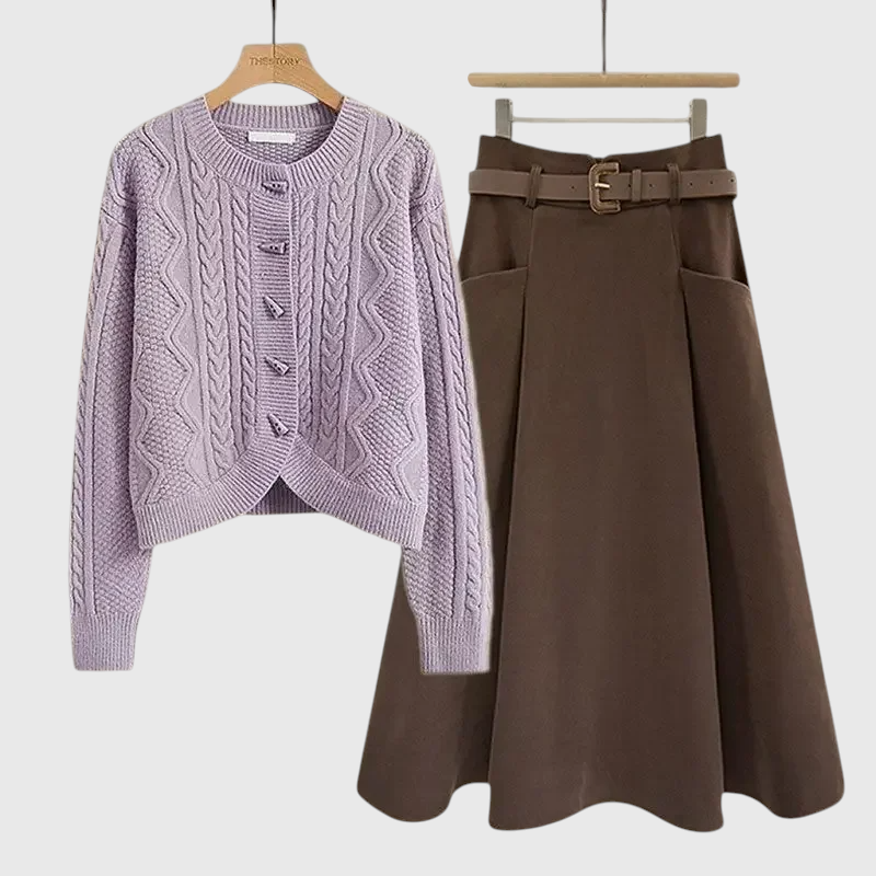 Mila - Plus Size Strickpullover & Minirock Set