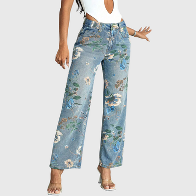 Berna - Blumenmuster Streetwear Weite Jeans