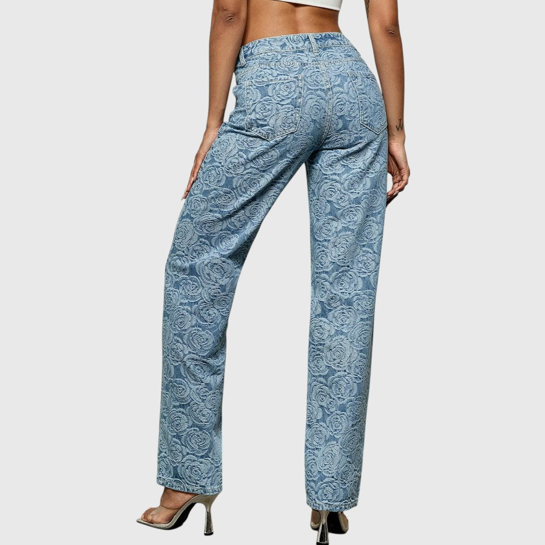 Elina - Florale Gerade-Jeans