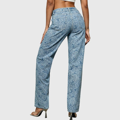 Elina - Florale Gerade-Jeans