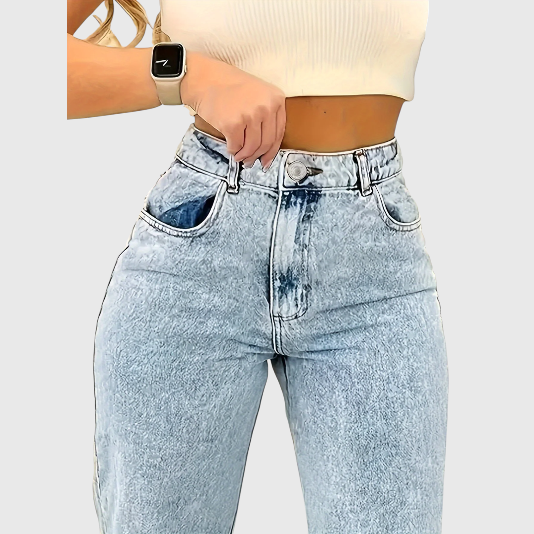 Liza - Klassische Gerade Snow Wash Denim