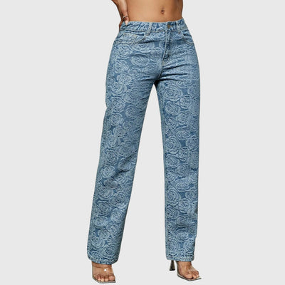 Elina - Florale Gerade-Jeans