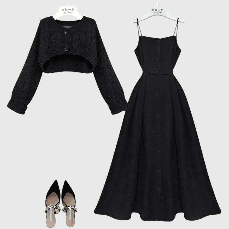 Jackie - Korean Chic 2-teiliger Mini-Kleid Set