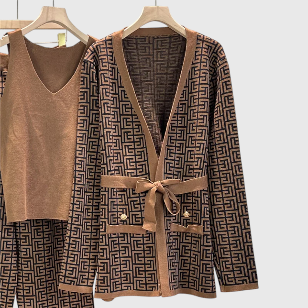 Elena - 3-teiliges Strick-Cardigan-Set