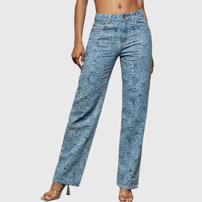 Elina - Florale Gerade-Jeans