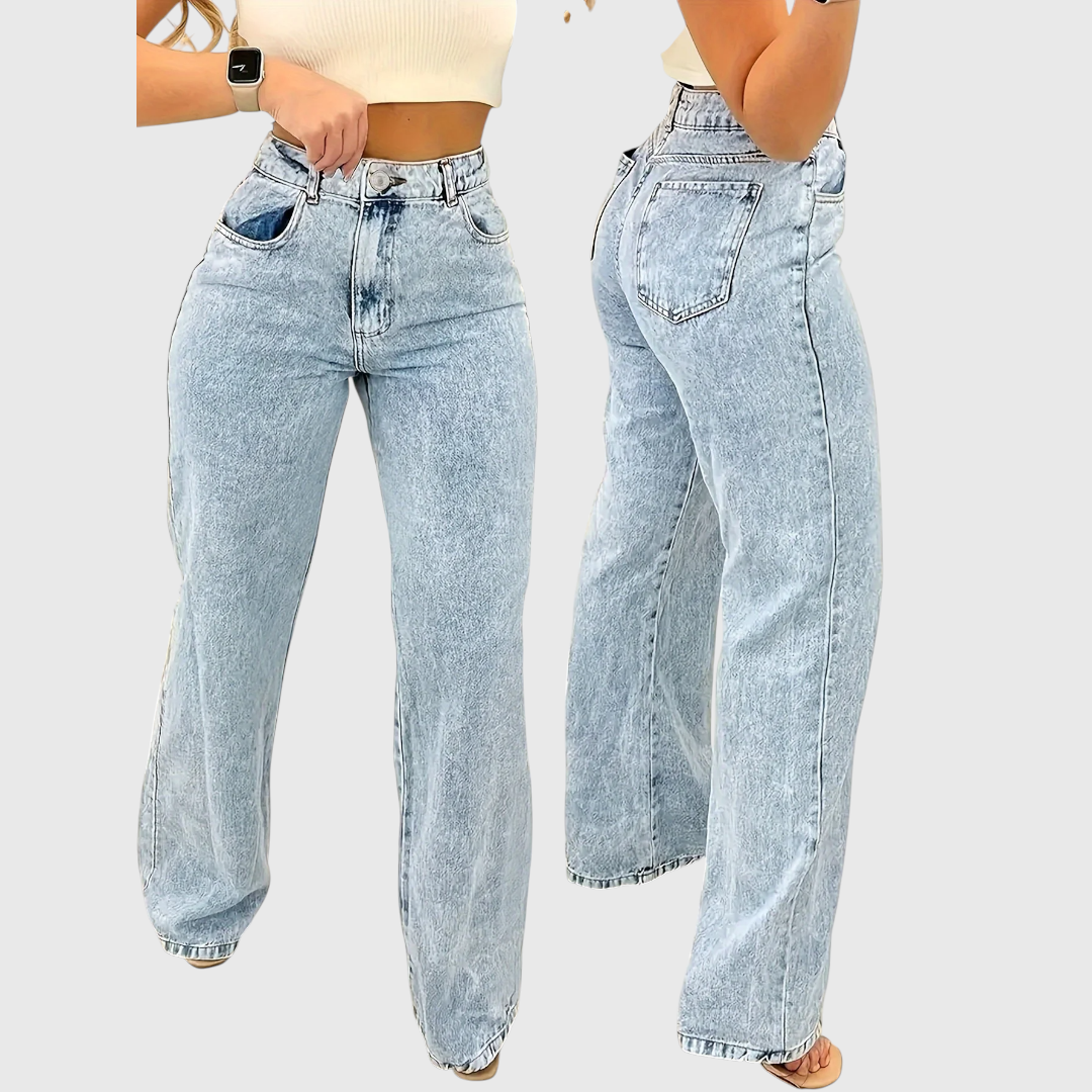 Liza - Klassische Gerade Snow Wash Denim