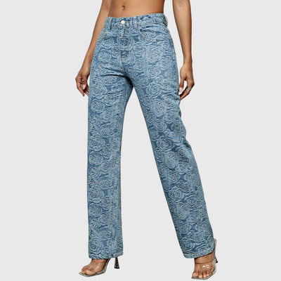 Elina - Florale Gerade-Jeans