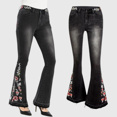Velda - Damen Bestickte Schlagjeans
