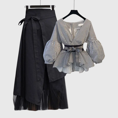 Laarni - Korean Chic Zweiteiliges Rock-Set