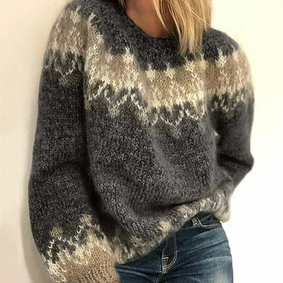 Anna - Kuschelig warmer Jacquard-Mohair Damen Strickpullover