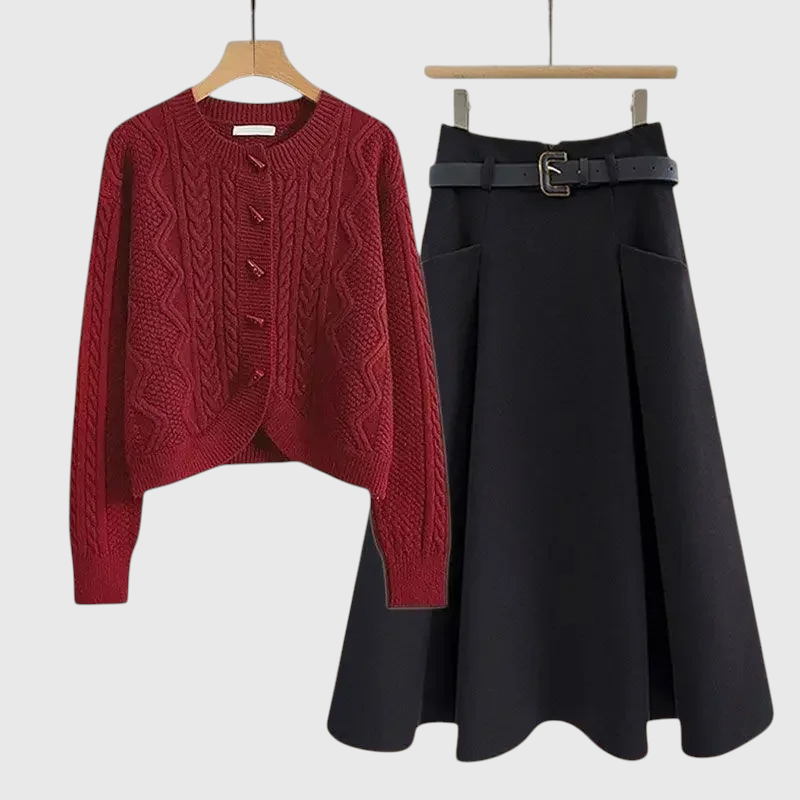 Mila - Plus Size Strickpullover & Minirock Set