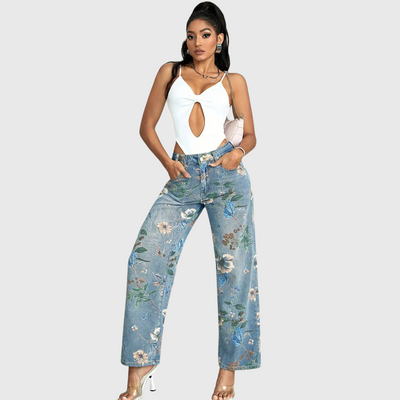 Berna - Blumenmuster Streetwear Weite Jeans
