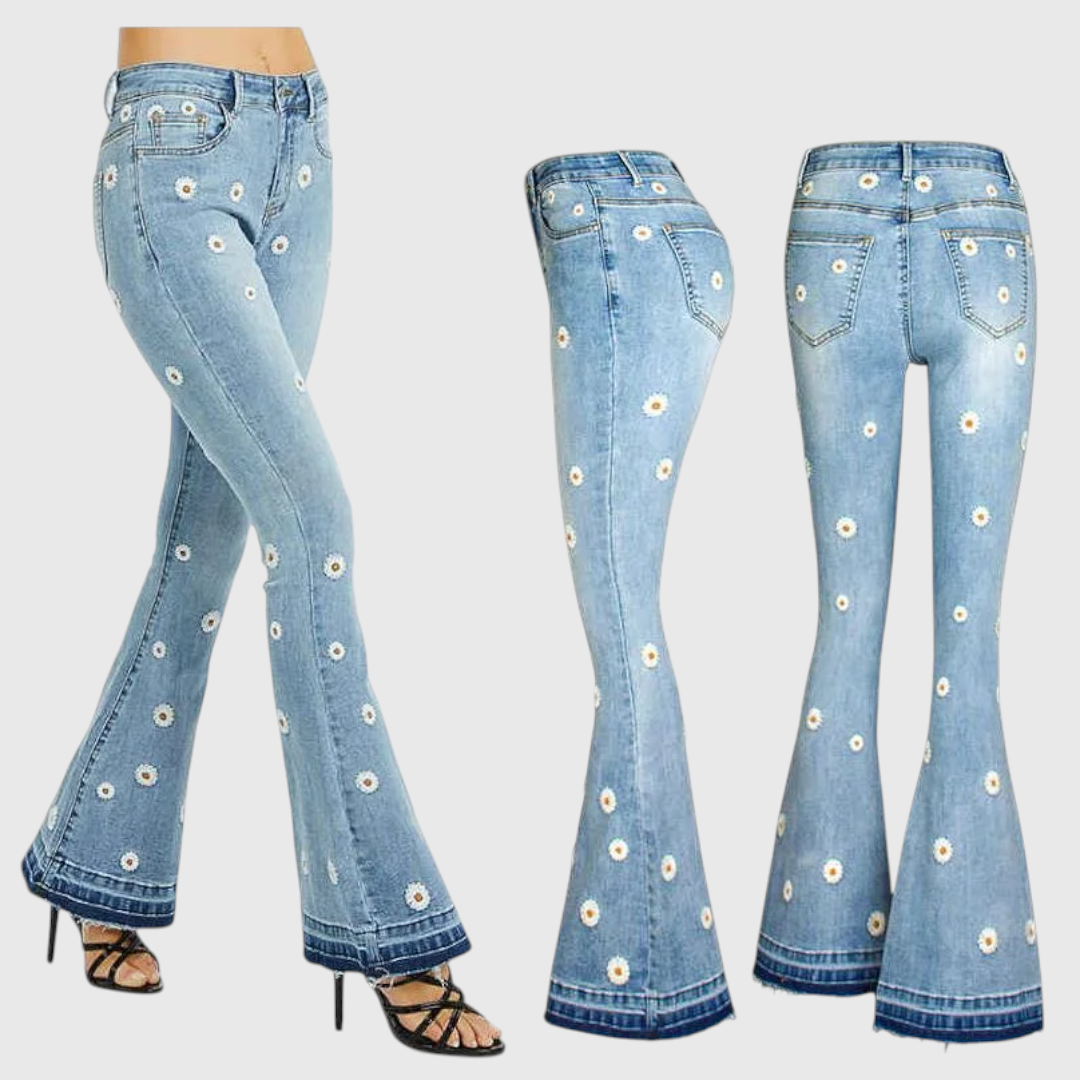 Velda - Damen Bestickte Schlagjeans