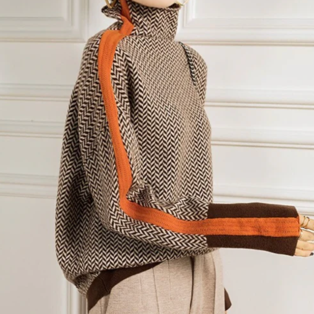 Eleanor | Herringbone Luxe Rollkragenpullover