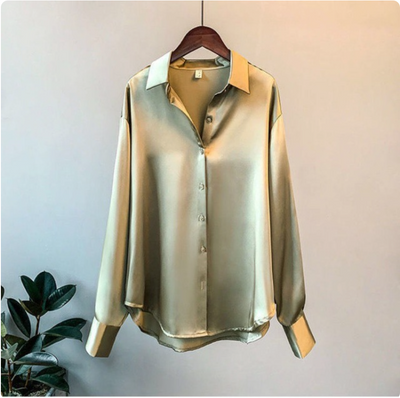 Olivia - Bluse aus luxuriösem Satin mit langen Ärmeln