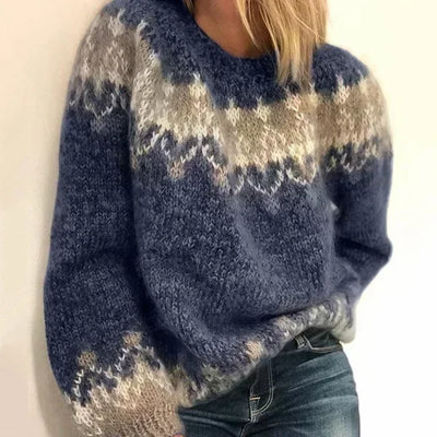 Anna - Kuschelig warmer Jacquard-Mohair Damen Strickpullover