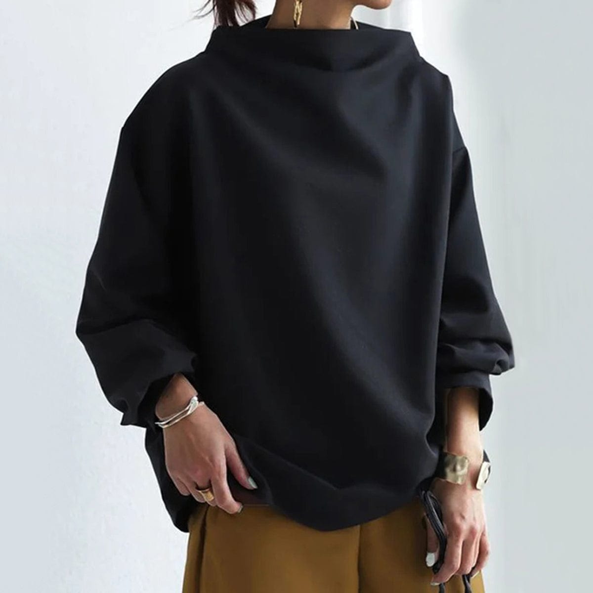 Lisa | Hochkragen-Lässiges Top