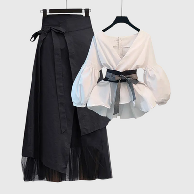 Laarni - Korean Chic Zweiteiliges Rock-Set