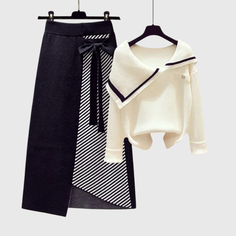 Ismelda - Damen Gemütliches Gestreiftes Strickset