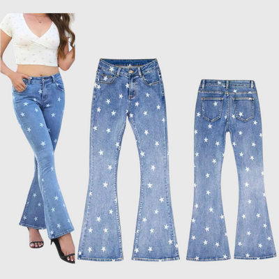 Velda - Damen Bestickte Schlagjeans