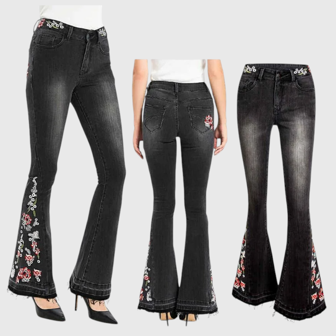 Velda - Damen Bestickte Schlagjeans