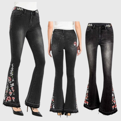 Velda - Damen Bestickte Schlagjeans