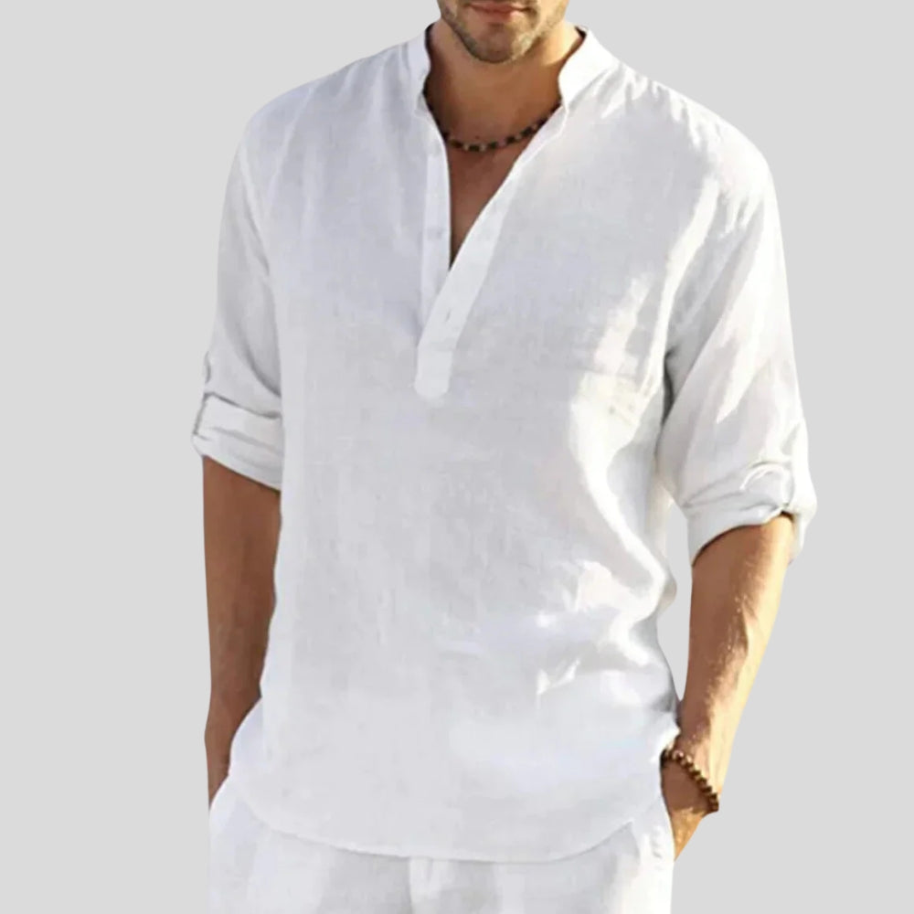 Leinenhemd Herren Locker Sommerlich – Elegantes Freizeithemd mit Kragen