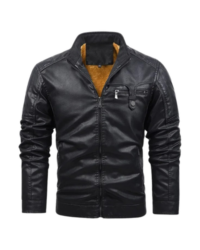 Retro Fleecegefütterte Lederjacke