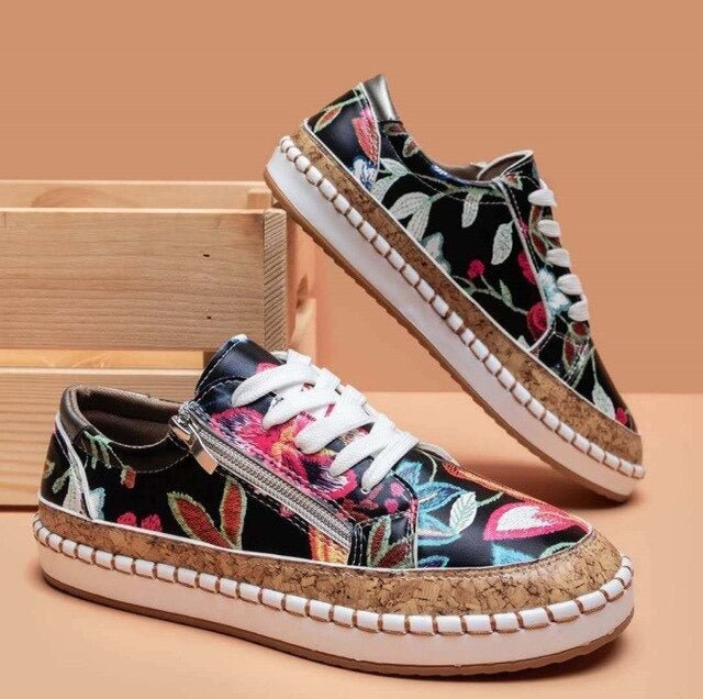 Oluchi™ - Florale Orthopädische Reißverschluss-Sneaker
