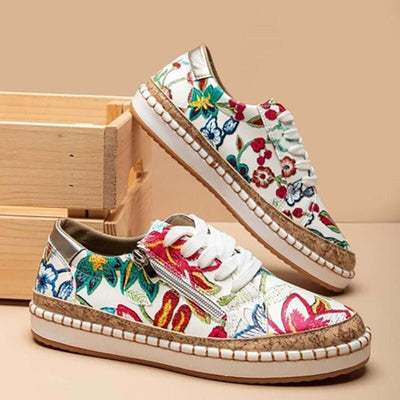 Oluchi™ - Florale Orthopädische Reißverschluss-Sneaker