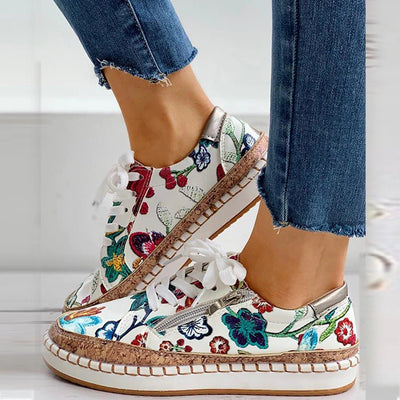 Oluchi™ - Florale Orthopädische Reißverschluss-Sneaker